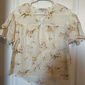 Madewell XXS Flutter Sleeve Rhyme Top in Floral Print